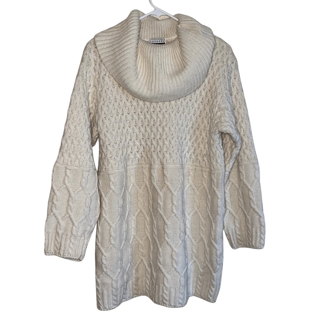 Express Tricot Vintage 90’s Cable Knit Cowl Neck Sweater Sweater Dress Italy Med